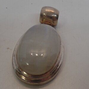 Sterling Silver 9.25 (Stamped)  Moonstone Pendant Weighs 39.1 Grams Oval Shaped,